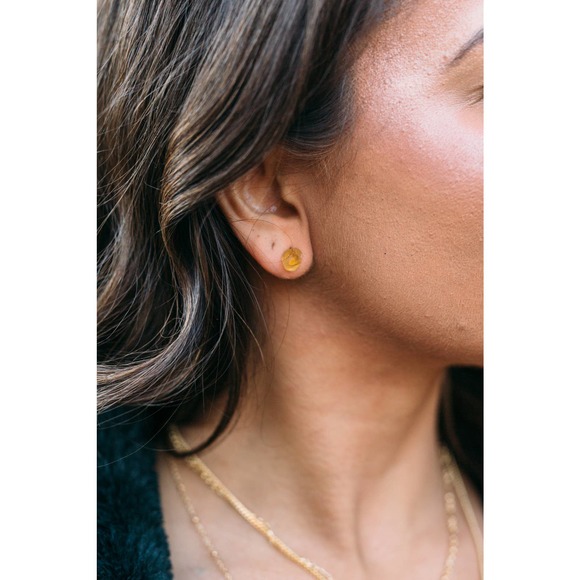 *November* Raw Citrine Earrings - Picture 3 of 5